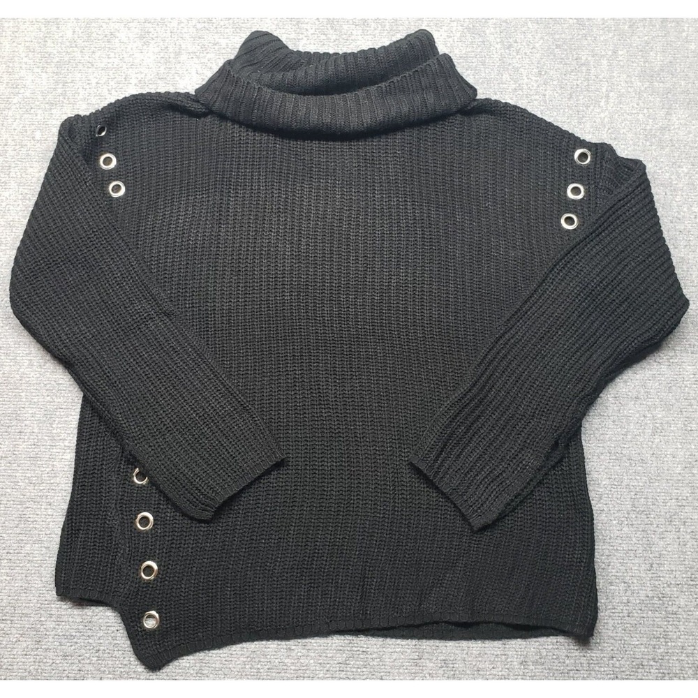NY Collection Sweater Womens XL Black Solid Arcylic Cowl Neck Long Sleeve New